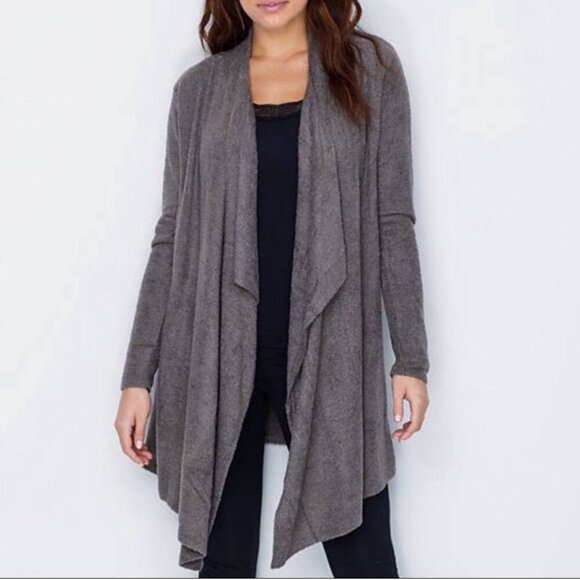 Barefoot Dreams Bamboo Cozychic Lite Grey Open Front Cardigan L45 - Picture 1 of 5